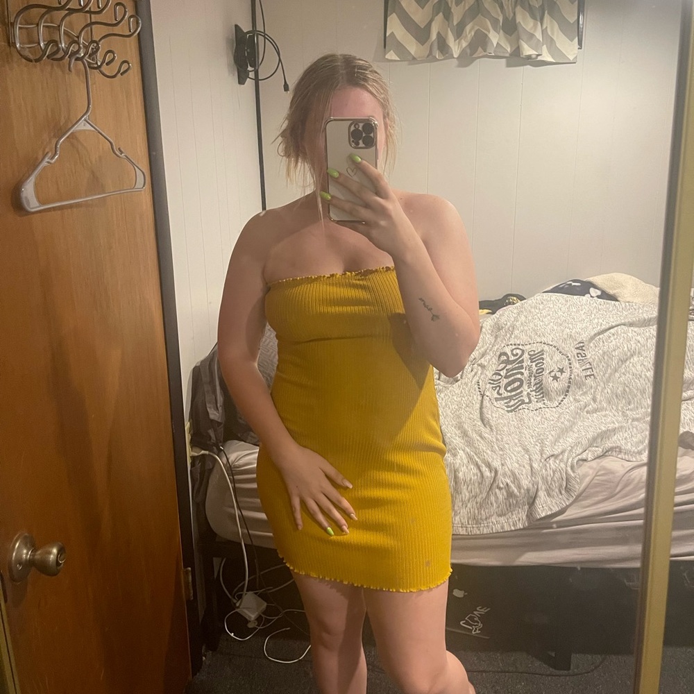 Yellow mini dress